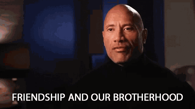 a bald man says friendship and our brotherhood in a video