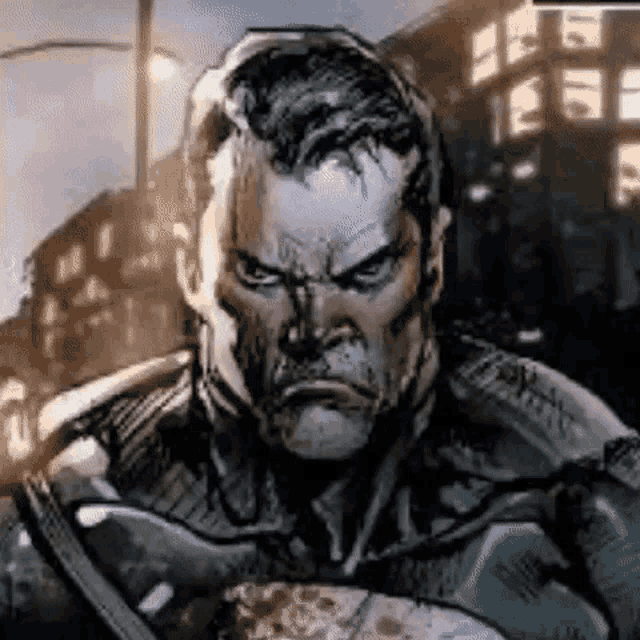a close up of a drawing of a man in a superhero costume .