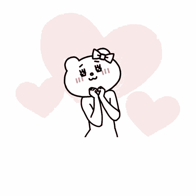 a drawing of a teddy bear making a heart shape with his hands