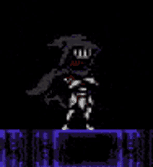 a cartoon character is standing on a platform in a video game .