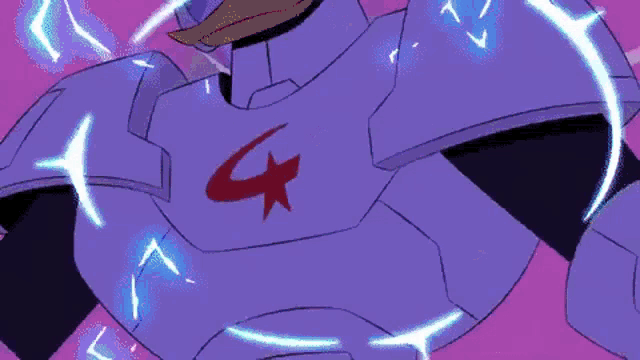 a cartoon of a robot with a blue light coming out of it 's head .
