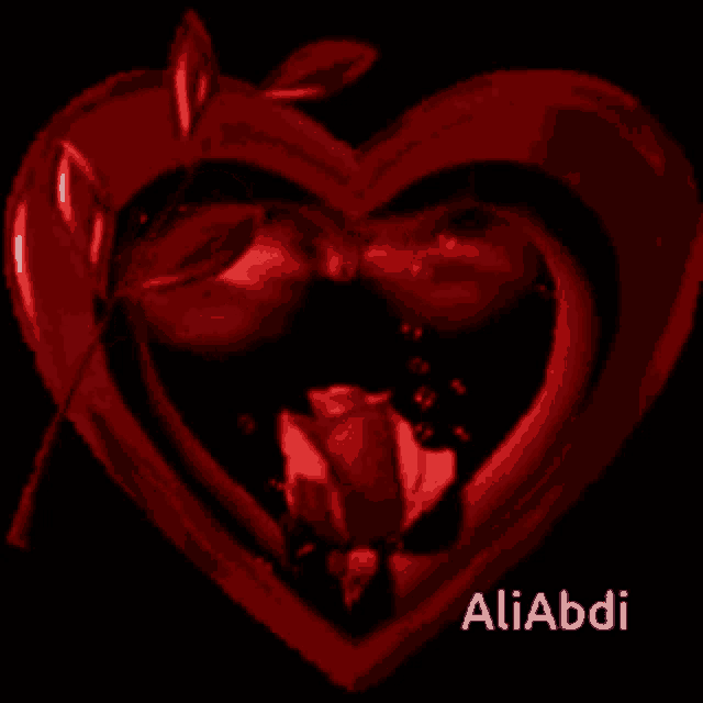 a red heart with the name aliabdi on the bottom right