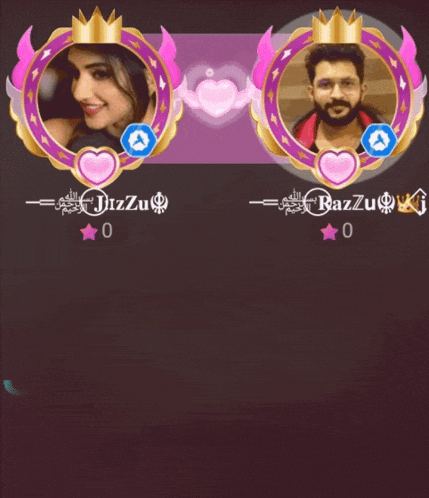 a picture of a man and a woman with the name jizzu razzu on the bottom