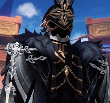 a person with a mask on their face and a sword on their arm