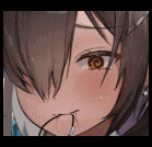 a close up of a anime girl 's face with a swirl in her eye