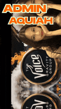 a poster for the voice gravity group with two girls on it