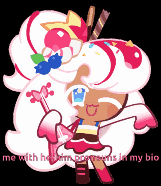 a cartoon character with the words " me with he / him pronouns in my bio " on the bottom