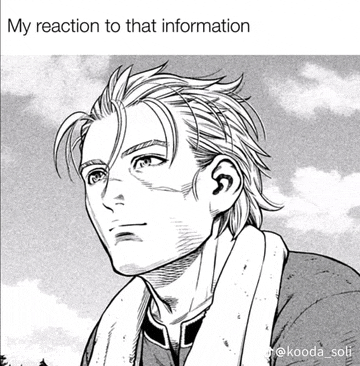 a black and white drawing of a man with a towel around his neck with the caption my reaction to that information