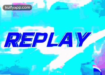 a blue background with the word replay in white letters