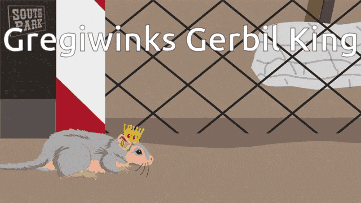 a cartoon drawing of a ground squirrel wearing a crown with the words gregiwinks gerbil king below