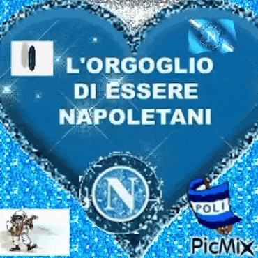 a blue heart that says l' orgoglio di essere napoletani