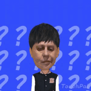 a cartoon of a man with a question mark behind him that says who