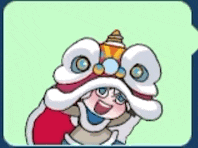 a cartoon character wearing a santa hat and goggles