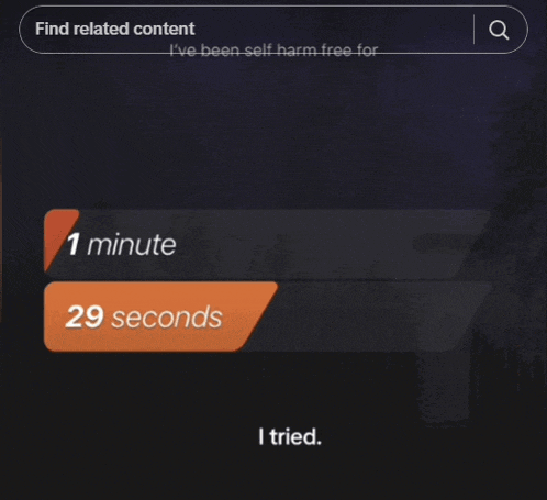a screen that says find related content and says i tried