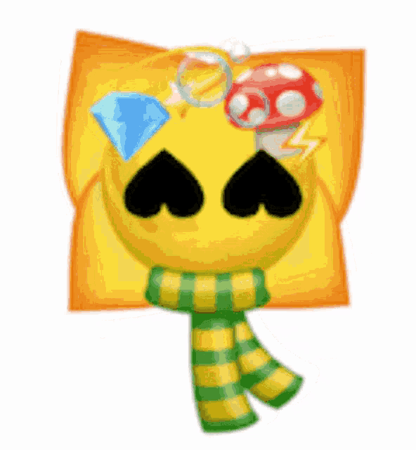 a cartoon smiley face with a scarf around his neck