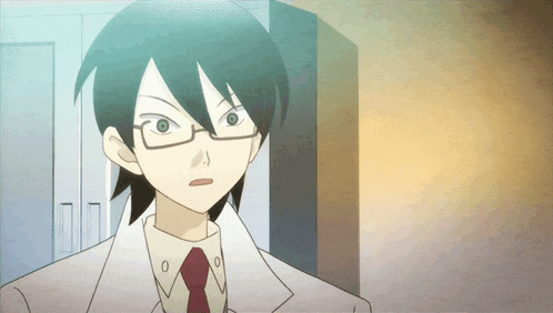a cartoon character with glasses and a white coat and tie