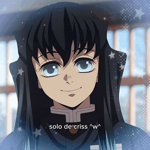 a picture of a boy with long black hair and the words solo de criss a w