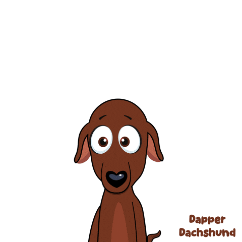 a cartoon dachshund is holding a microphone and waving