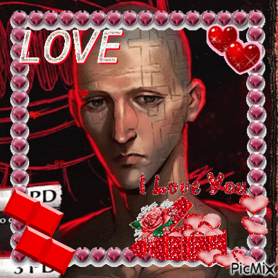 a picture of a man with the words love and i love you written on it