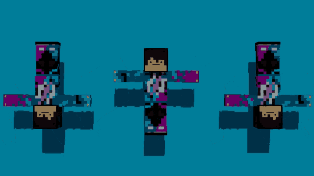 a blue background with a few minecraft characters