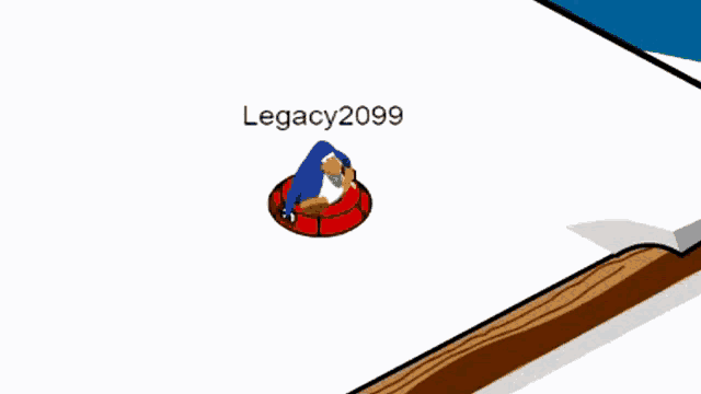 a cartoon drawing of a wooden railing with legacy2099 written on the bottom