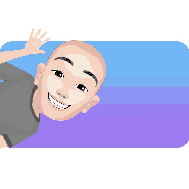 a cartoon character with a bald head is smiling and waving his hand