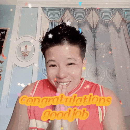 a congratulations good job greeting card with a man in the background
