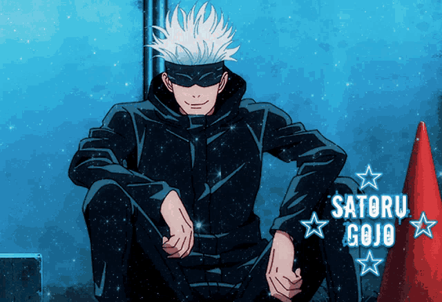 a picture of satoru gojo sitting on the ground