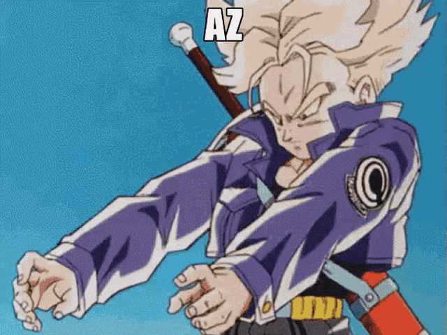 a cartoon character with a sword and the word az