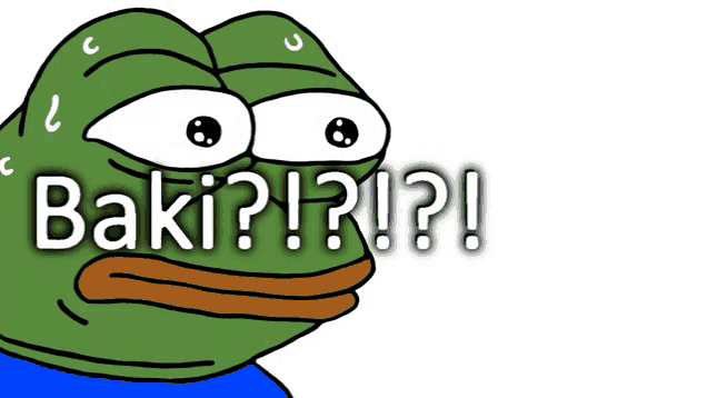 a cartoon frog with the words " baki " written on it