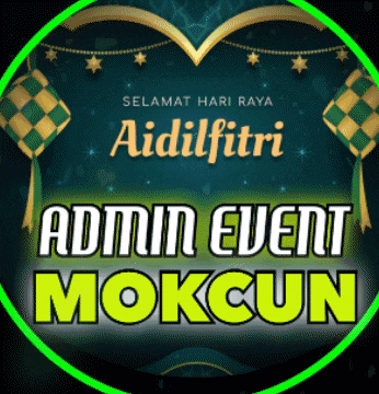 a green circle with the words admin event mokcun written on it