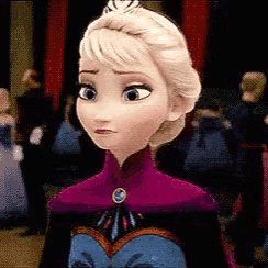 a close up of a cartoon character 's face with a crown on her head