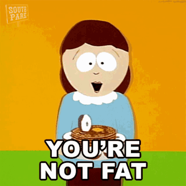 a south park character holding a plate of pancakes