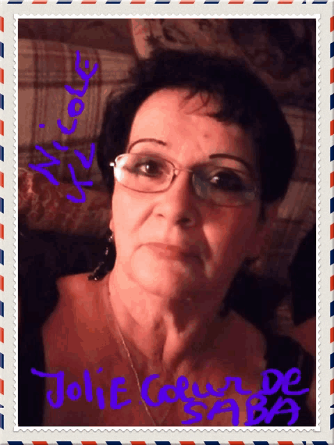 a portrait of a woman with the name jolie written on it