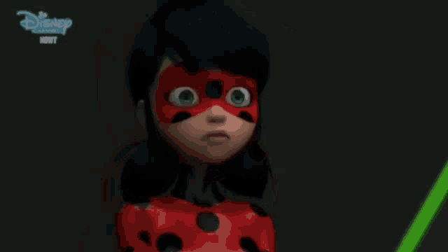 a ladybug from disney channel is looking at the camera