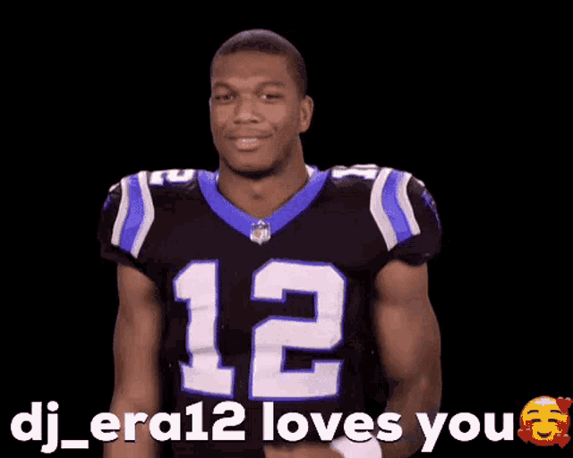 a football player in a jersey with the number 12 on it
