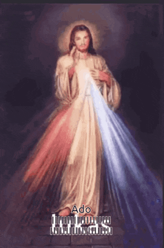 a painting of jesus with the name ado on the bottom right