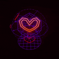 a heart is glowing in the dark on a black background
