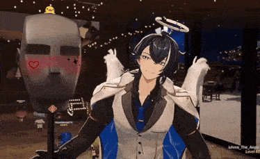 a video game character with angel wings and a halo