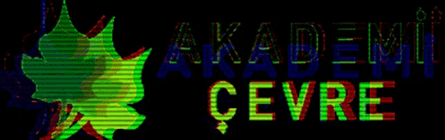 the word akademi is on a black background with a green leaf