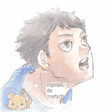 a drawing of a boy with the words " esposito de martuchi " on the bottom right