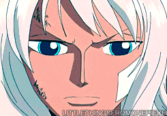 a close up of a person 's face with the words littlethingsfromonepiece written below it