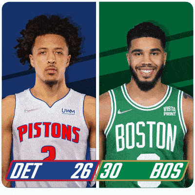 two basketball players one from the pistons and one from the celtics