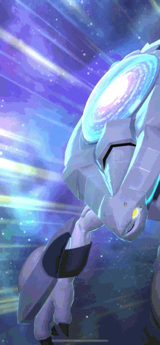 a robot with a galaxy in the background is being attacked