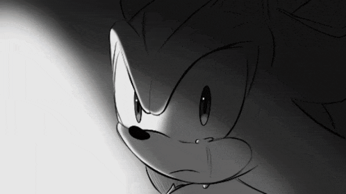 a black and white drawing of a cartoon character with a tear coming out of his eye
