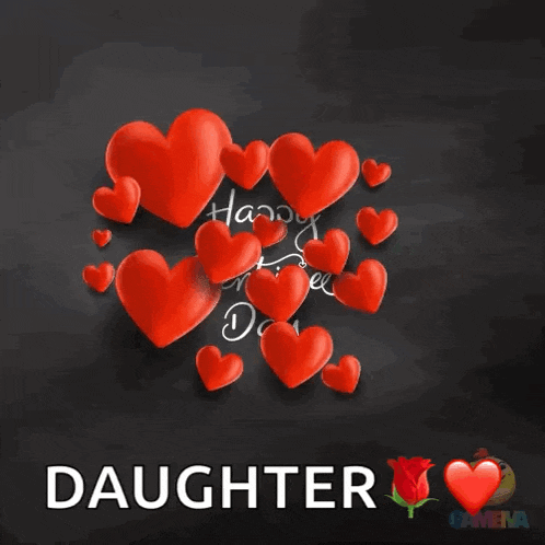 a valentine 's day card for a daughter with red hearts and roses