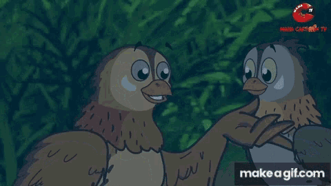 a group of birds are standing next to each other with a make a gif.com logo in the corner
