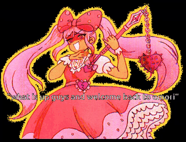 a drawing of a girl holding a heart with the words " what 's up guys and welcome back to emo "