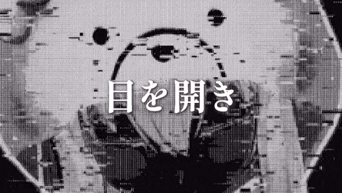 a black and white image of a person 's face with chinese writing