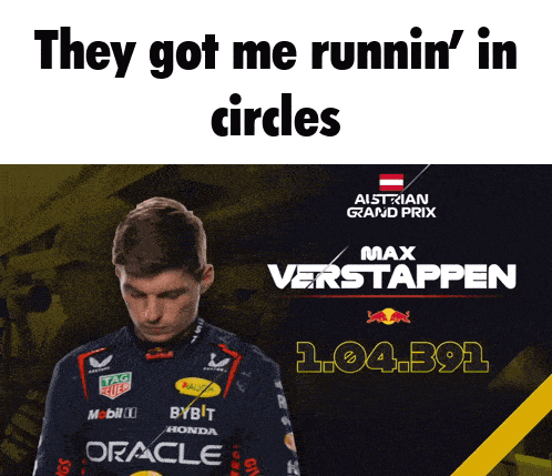 a poster for the austrian grand prix with a man in a racing suit